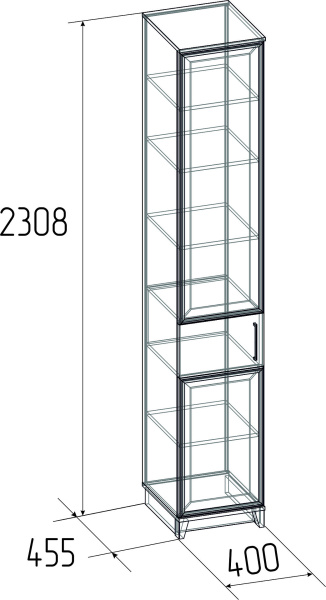 Aurelio 61 Шкаф для одежды и белья+Полки Aurelio 62 Белый-Блеквуд Сатиновый