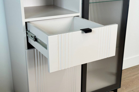 Комод 2 Рич со стеклом кашемир/фрапучино матовый/черный