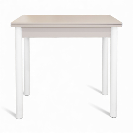 Стол Уют 4 450(+450)*800*750/ ЛДСП Кашемир/Кашемир/опора D50 "труба" белый