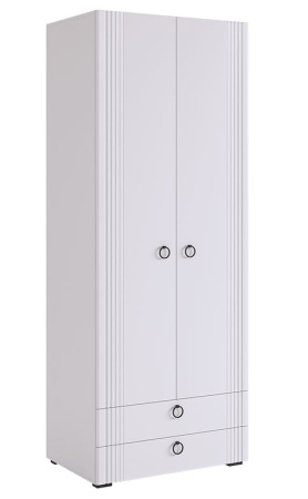 Ева Шкаф 2 дв + 2ящ/103.01/Белое дерево/Белый матовый