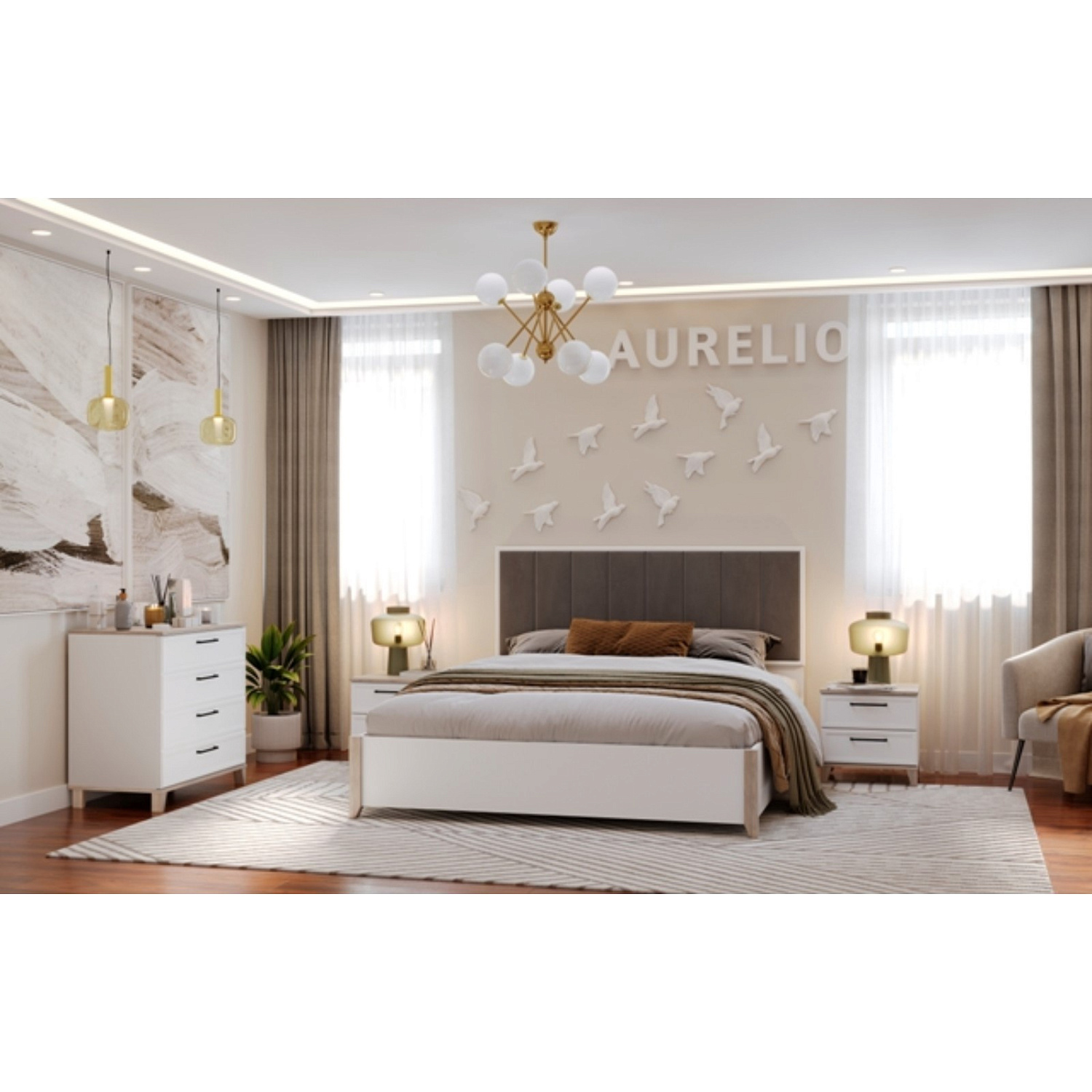 AURELIO 444 Шкаф для одежды и белья Белый/Блеквуд Сатиновый AURELIO 444 Шкаф для одежды и белья Белый/Блеквуд Сатиновый