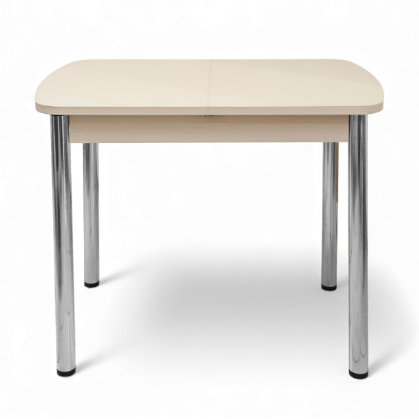 Стол ПГ-мини СТ 960(+300)*600, ЛДСП Дуб молочный, Стекло Песочное/ хром 