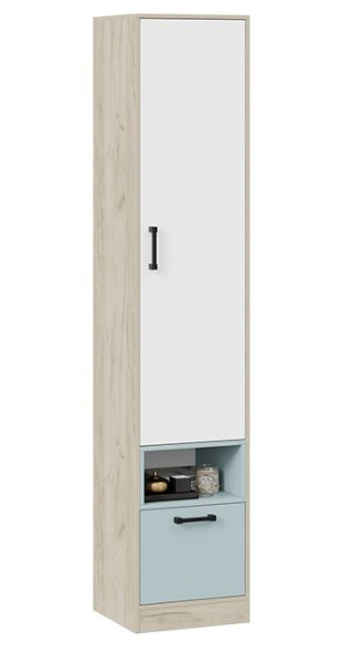 Оливер Шкаф комбинированный (Дуб Крафт серый/Белый/Серо-голубой)