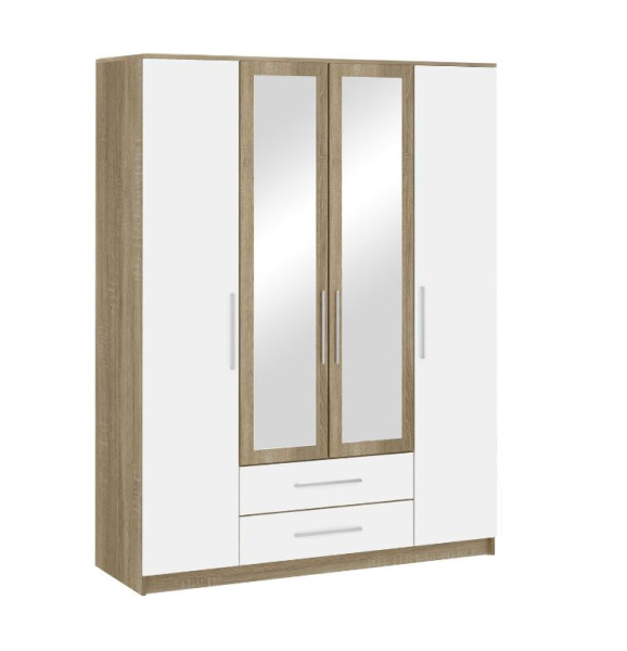 Бланка Шкаф 4-х дверный  дуб сонома/белый глянец