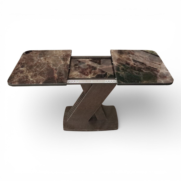 Стол обеденный Неаполь 110(+40)*70  мрамор коричневый/ темная