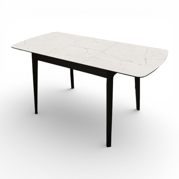 Стол Ньюман МДФ/пластик, 1100 (1450)*700 Мрамор Монтекатини, опора ZD08 дер/черный