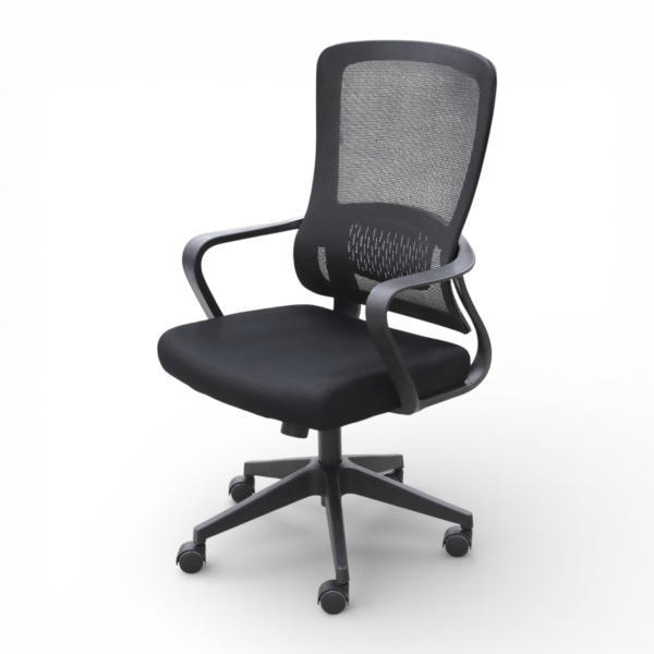 Кресло офисное OM658B поролон+сетка, черный 