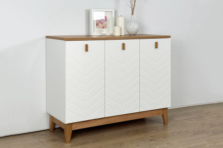 Комод 3 Хюгге белое дерево/дуб крафт золотой/белый матовый Комод 3 Хюгге белое дерево/дуб крафт золотой/белый матовый