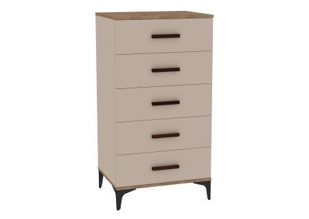 Кара 3 Комод высокий Дуб Табачный Craft/Велюр