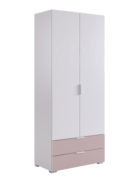 Зефир Шкаф двухдверный 120.01/белое дерево/пудра розовая (эмаль)